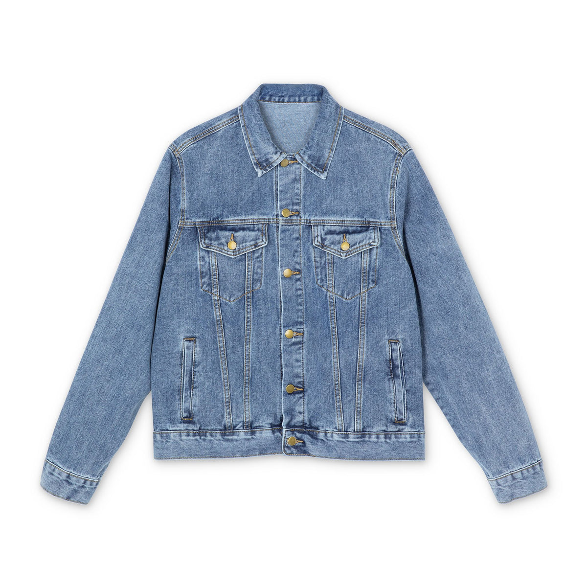 Men's Denim Jacket — Red 'period.' Back Logo Casual Trucker Jacket